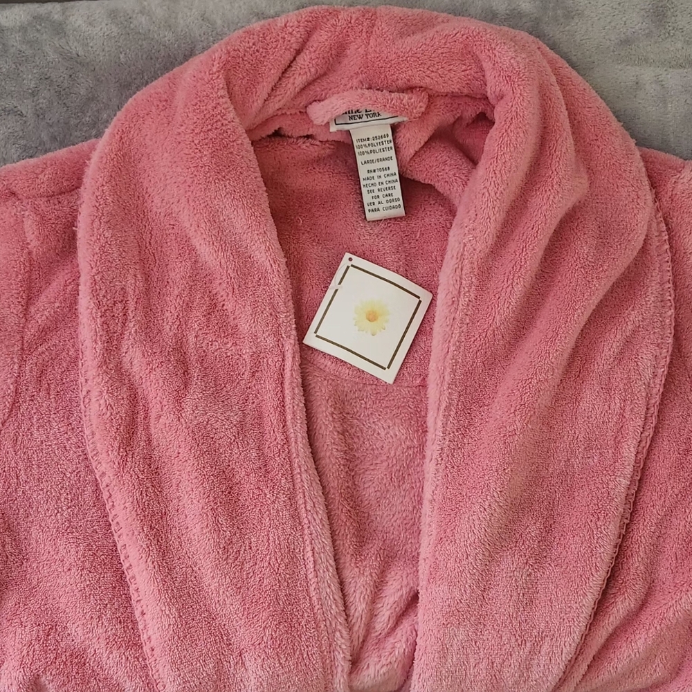Anne Lewin New York Plush Fleece Bathrobe with Belt Size: L Color: Pink - Picture 7 of 13